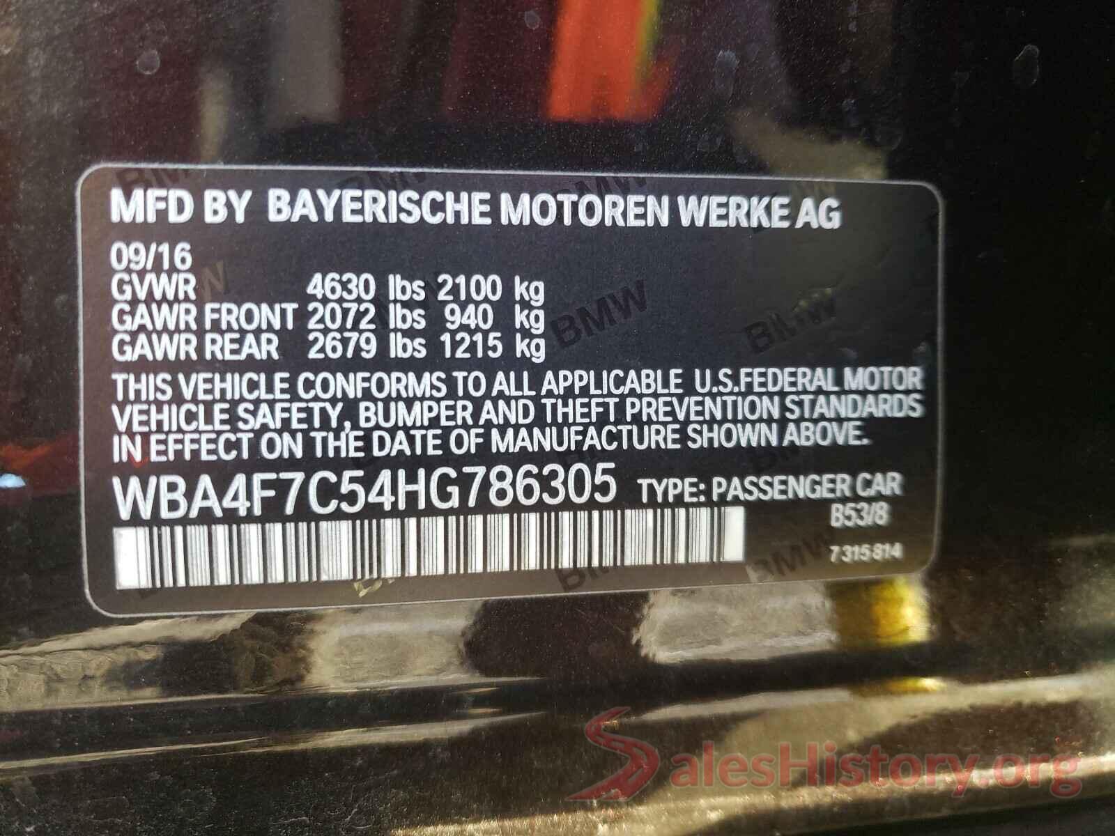 WBA4F7C54HG786305 2017 BMW 4 SERIES