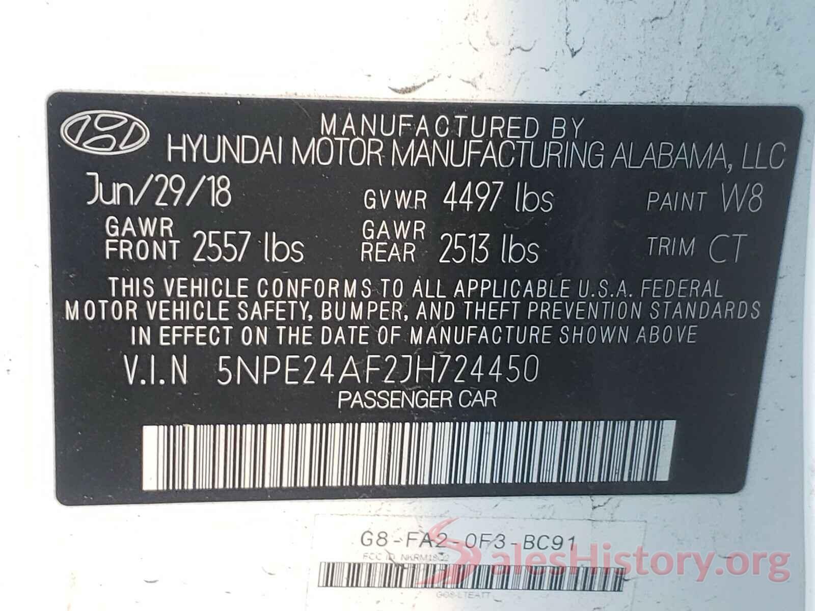 5NPE24AF2JH724450 2018 HYUNDAI SONATA