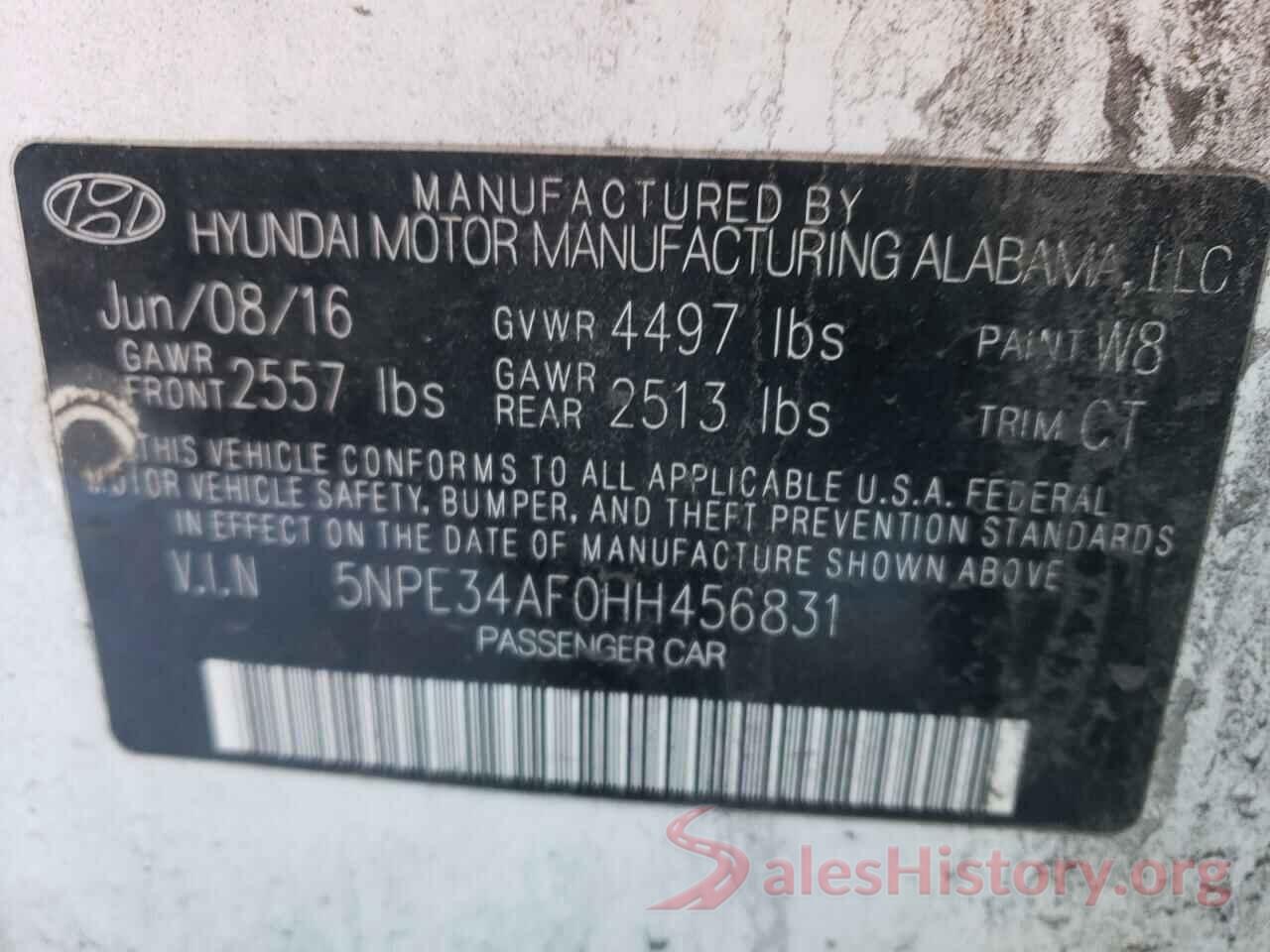 5NPE34AF0HH456831 2017 HYUNDAI SONATA