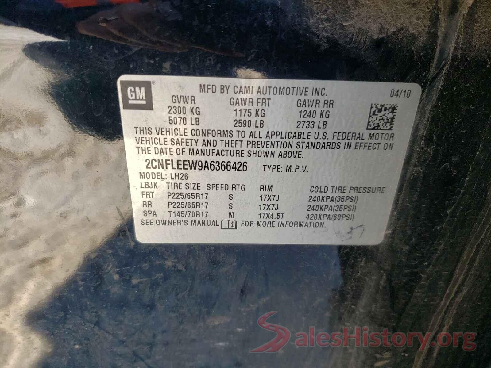 55SWF4JB5JU247760 2010 CHEVROLET EQUINOX