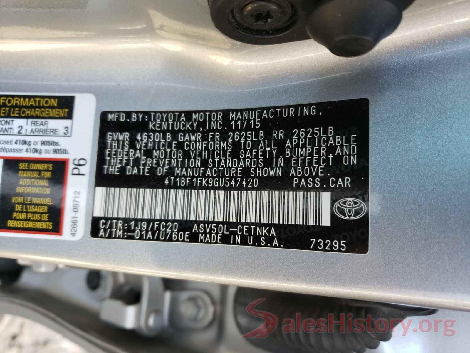 4T1BF1FK9GU547420 2016 TOYOTA CAMRY