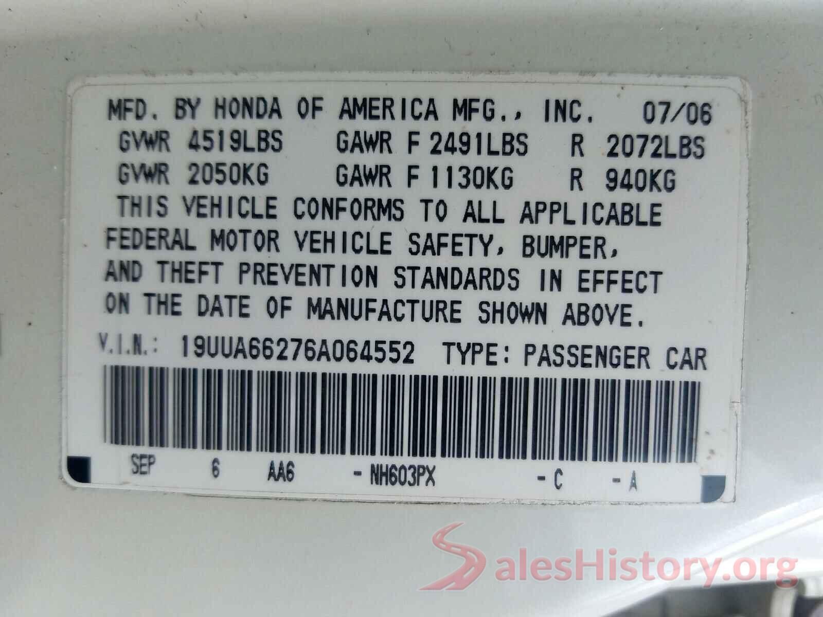 KNDJN2A24G7323633 2006 ACURA TL