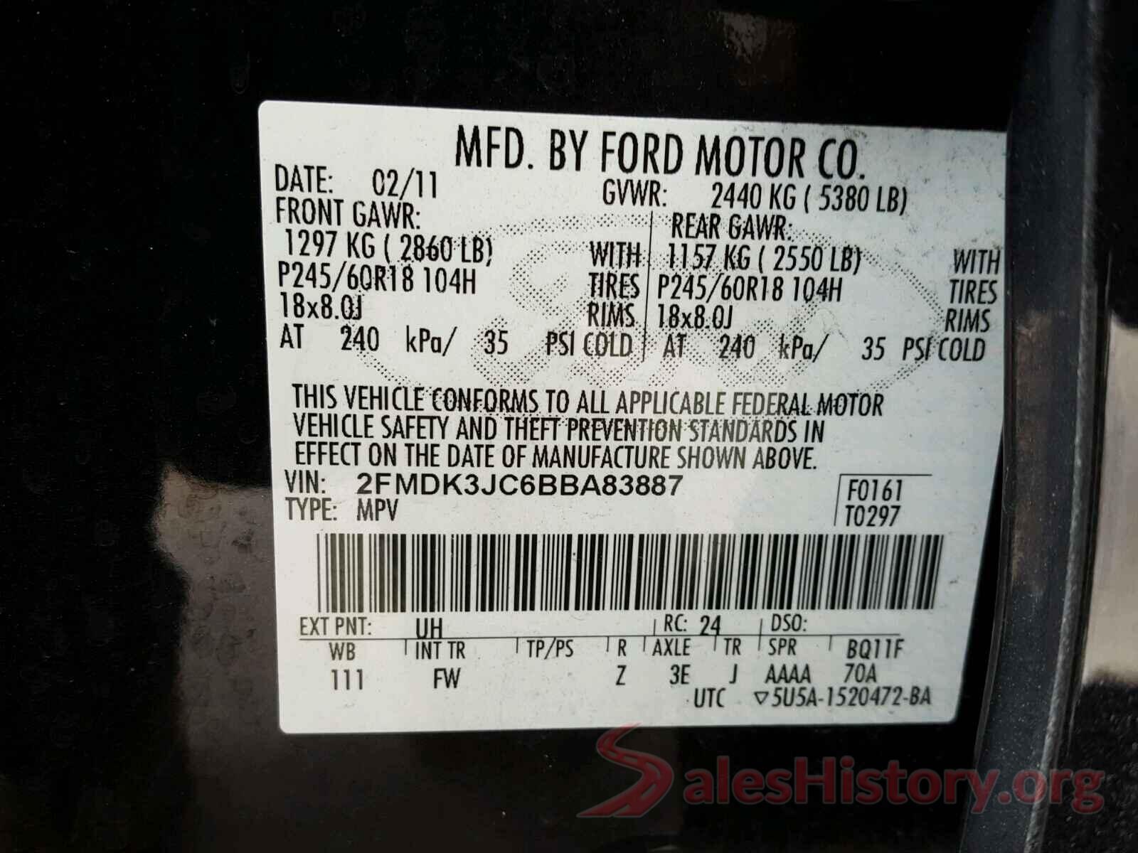 WDDPK6GA0HF132054 2011 FORD EDGE