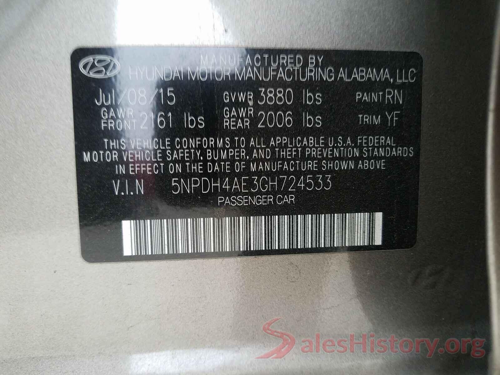 3VWC57BUXKM140903 2016 HYUNDAI ELANTRA