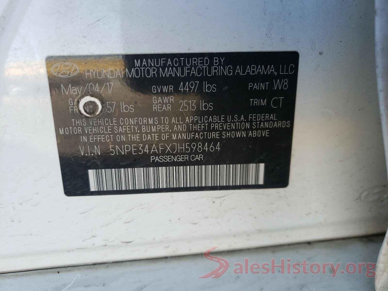 5NPE34AFXJH598464 2018 HYUNDAI SONATA