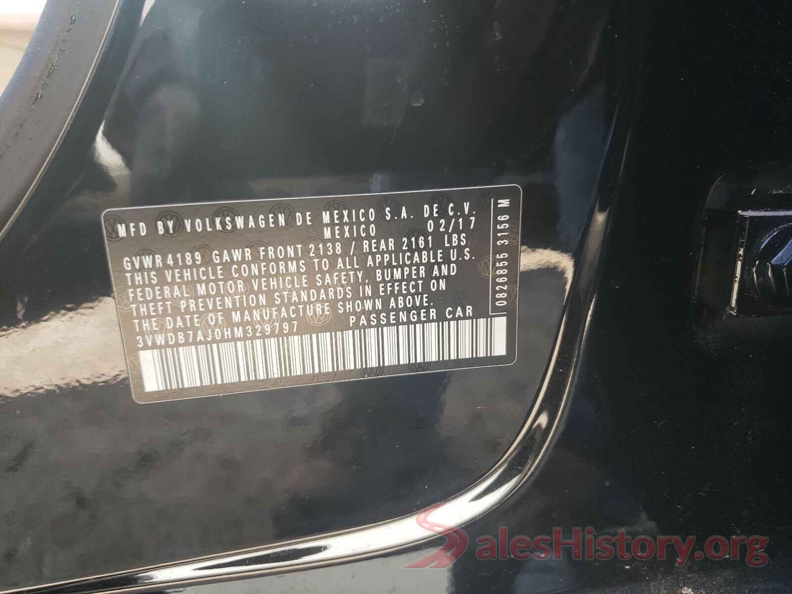 3VWDB7AJ0HM329797 2017 VOLKSWAGEN JETTA