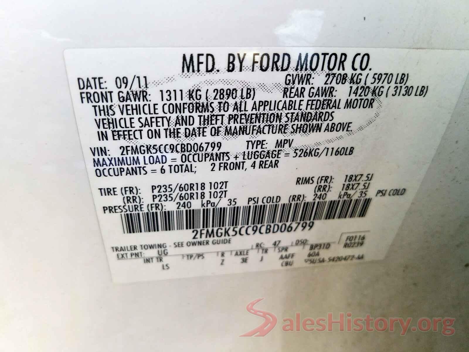 5FNRL6H5XJB058122 2012 FORD FLEX