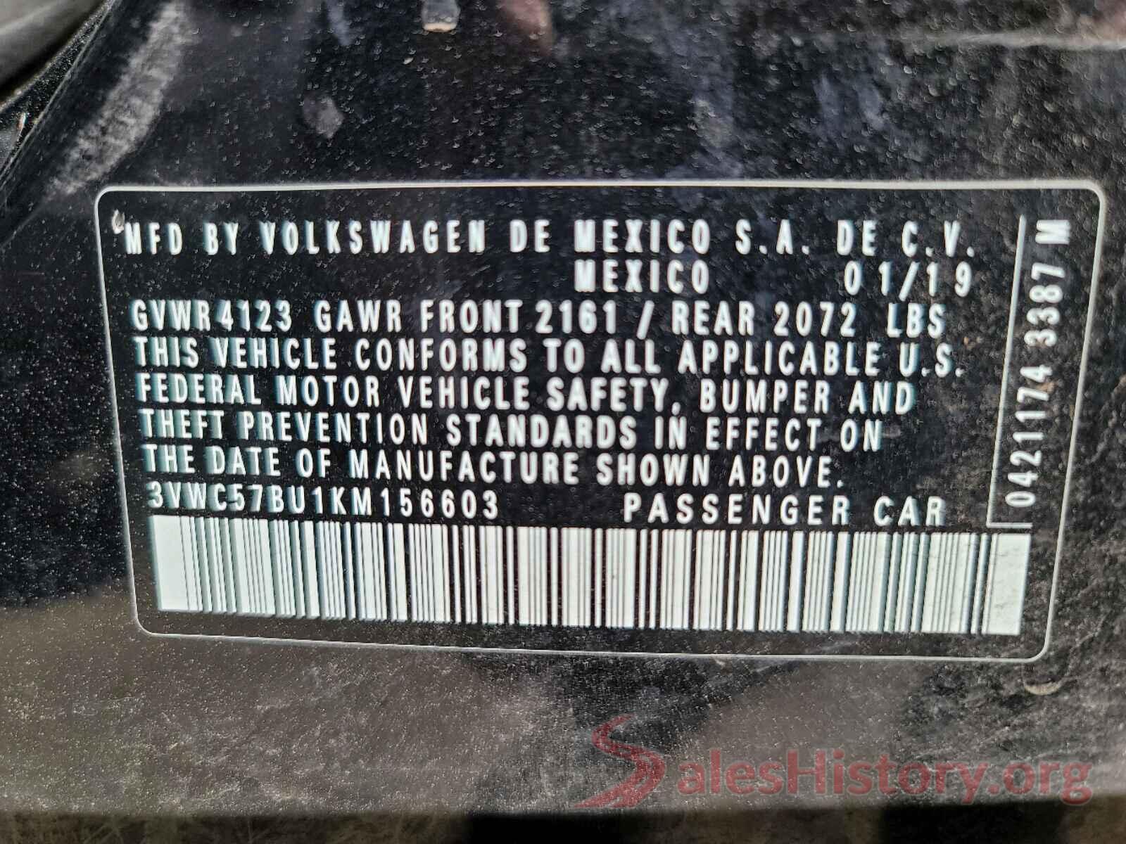 3VWC57BU1KM156603 2019 VOLKSWAGEN JETTA