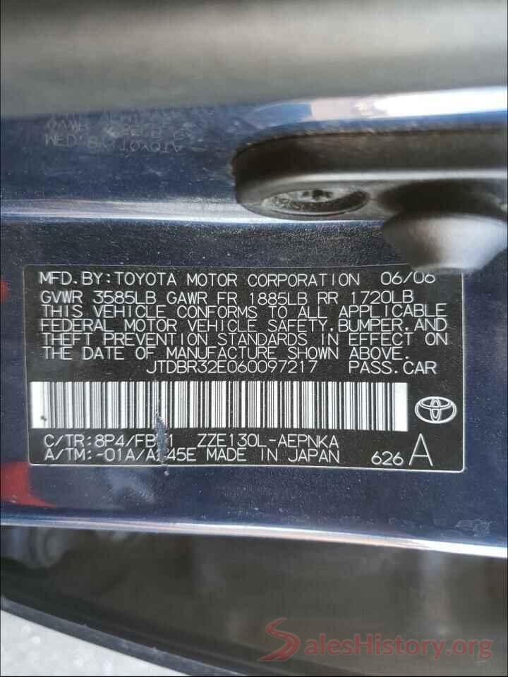 3MYDLBYV8JY306795 2006 TOYOTA COROLLA