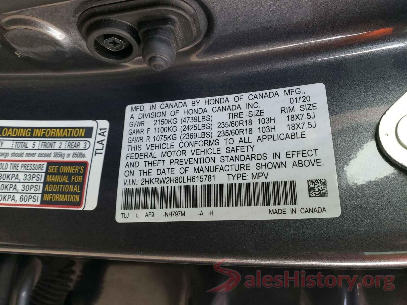 2HKRW2H80LH615781 2020 HONDA CRV