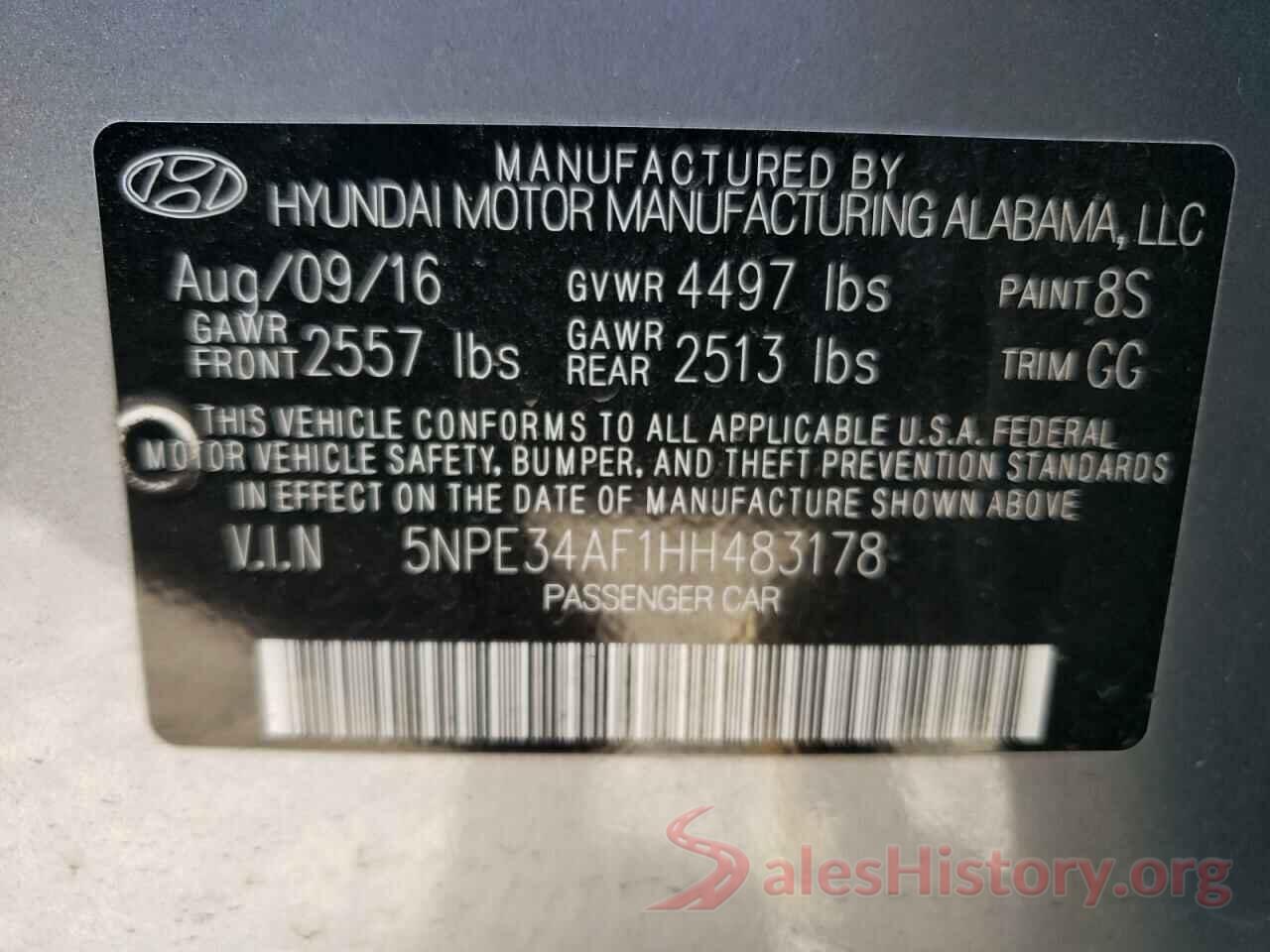 5NPE34AF1HH483178 2017 HYUNDAI SONATA