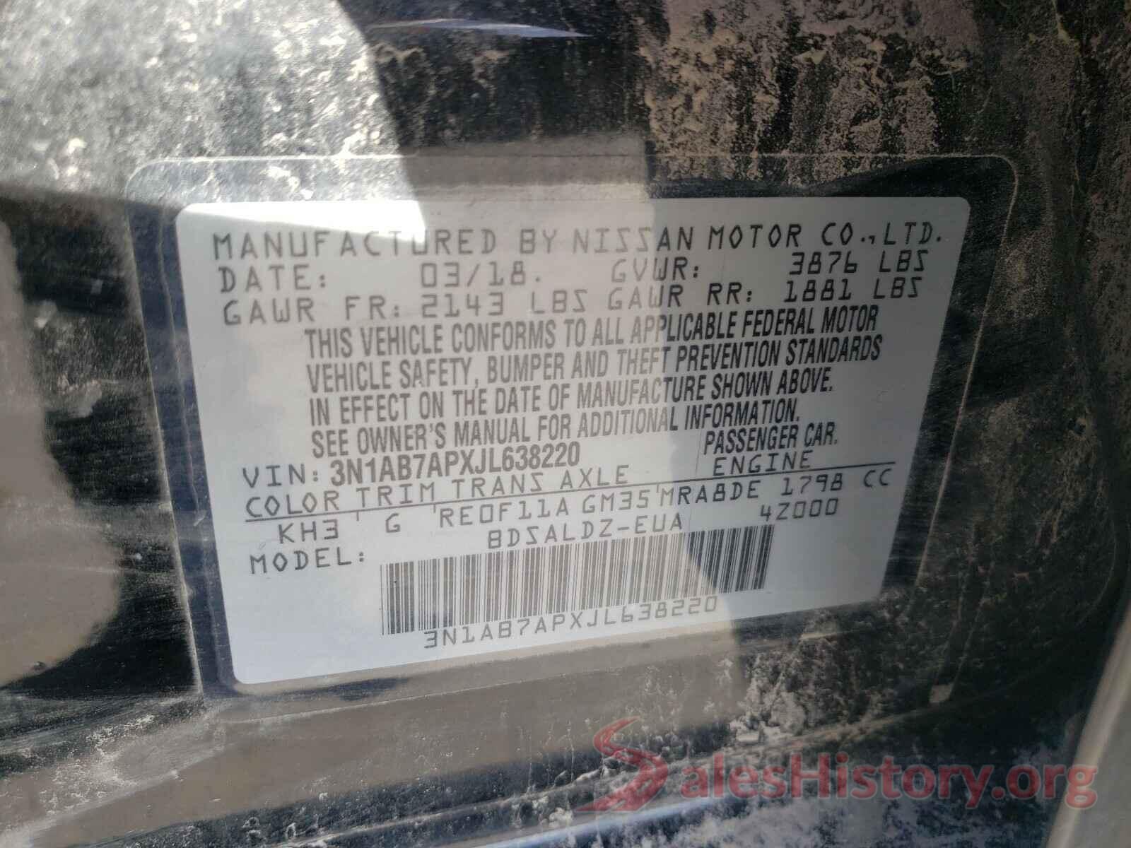 3N1AB7APXJL638220 2018 NISSAN SENTRA