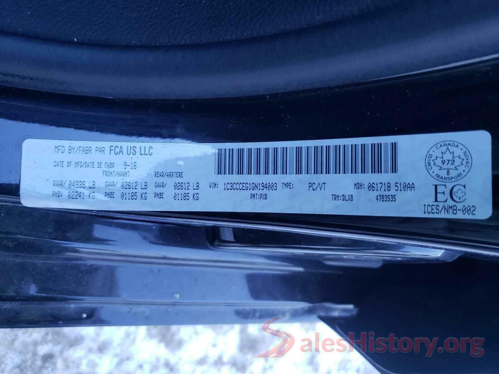 1HGCV1F45MA033592 2016 CHRYSLER 200