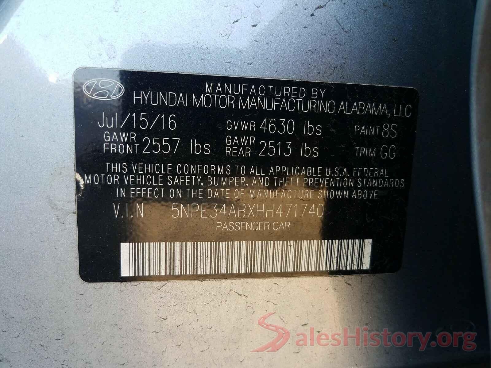 5NPE34ABXHH471740 2017 HYUNDAI SONATA