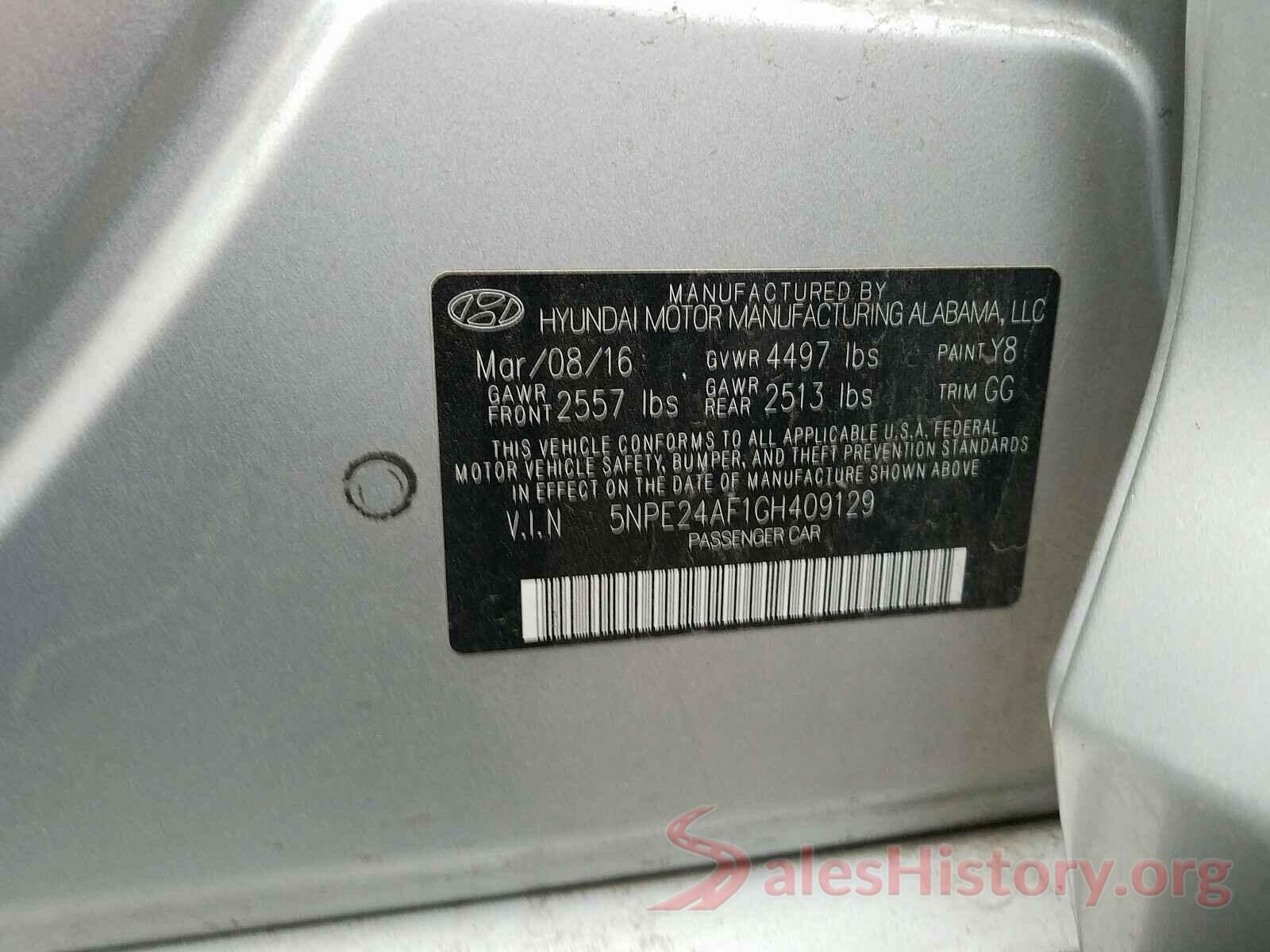 5NPE24AF1GH409129 2016 HYUNDAI SONATA