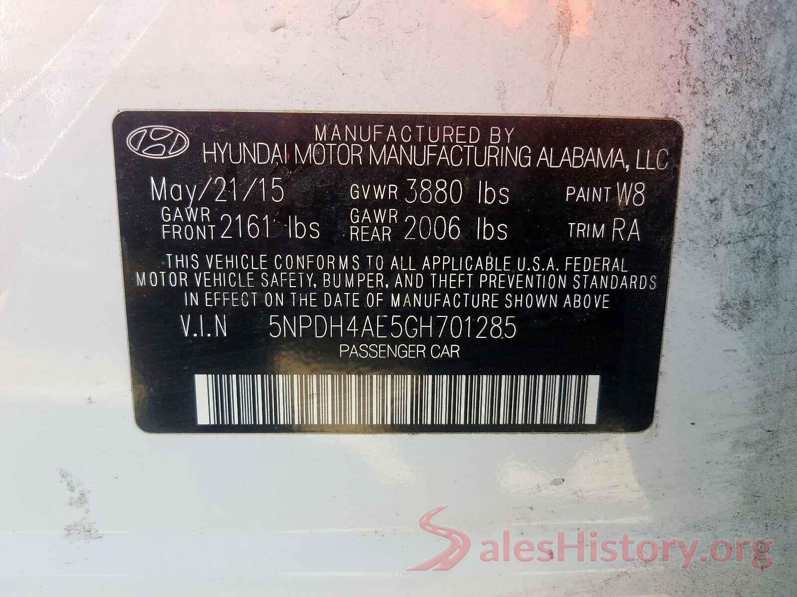 2T3WFREV8HW352977 2016 HYUNDAI ELANTRA