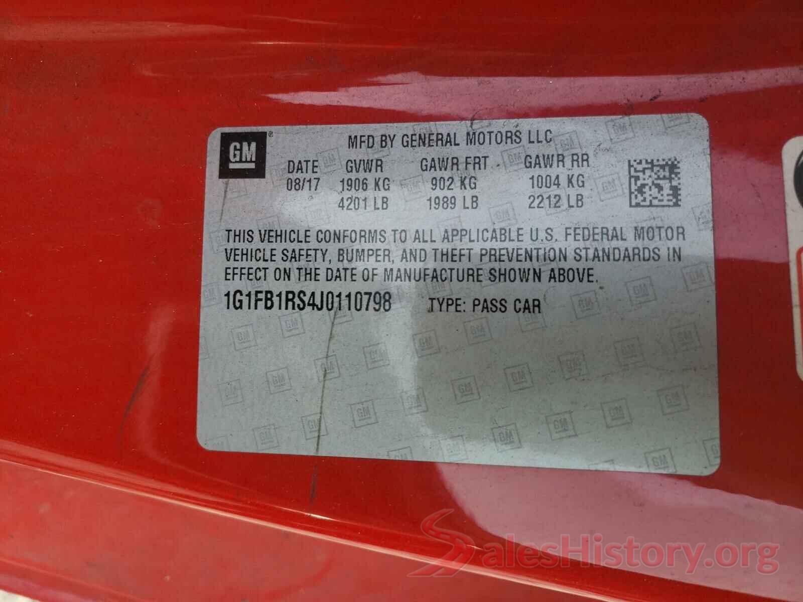 1G1FB1RS4J0110798 2018 CHEVROLET CAMARO