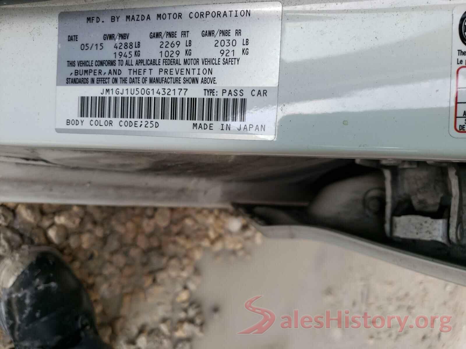 JM1GJ1U50G1432177 2016 MAZDA 6