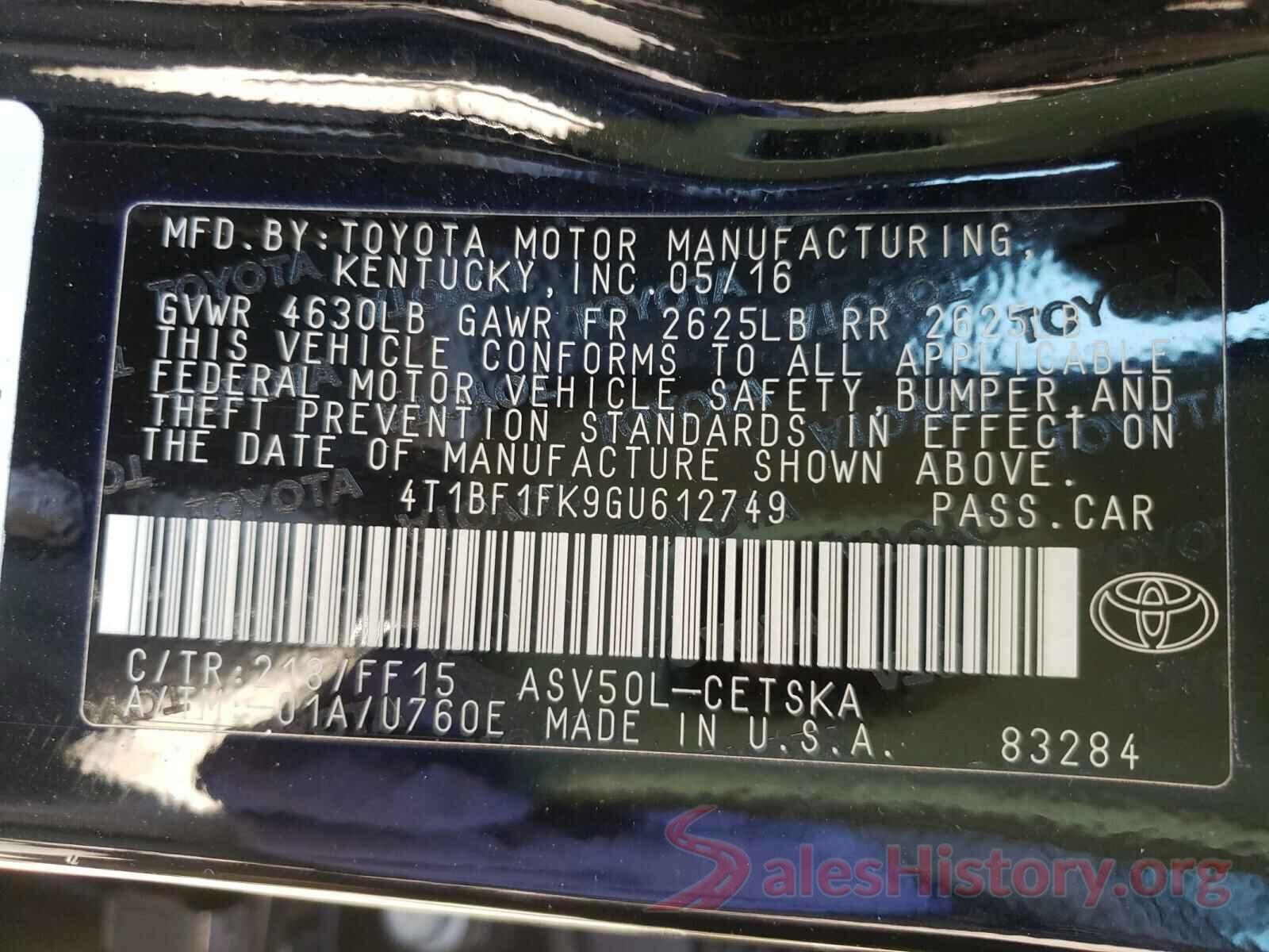 4T1BF1FK9GU612749 2016 TOYOTA CAMRY