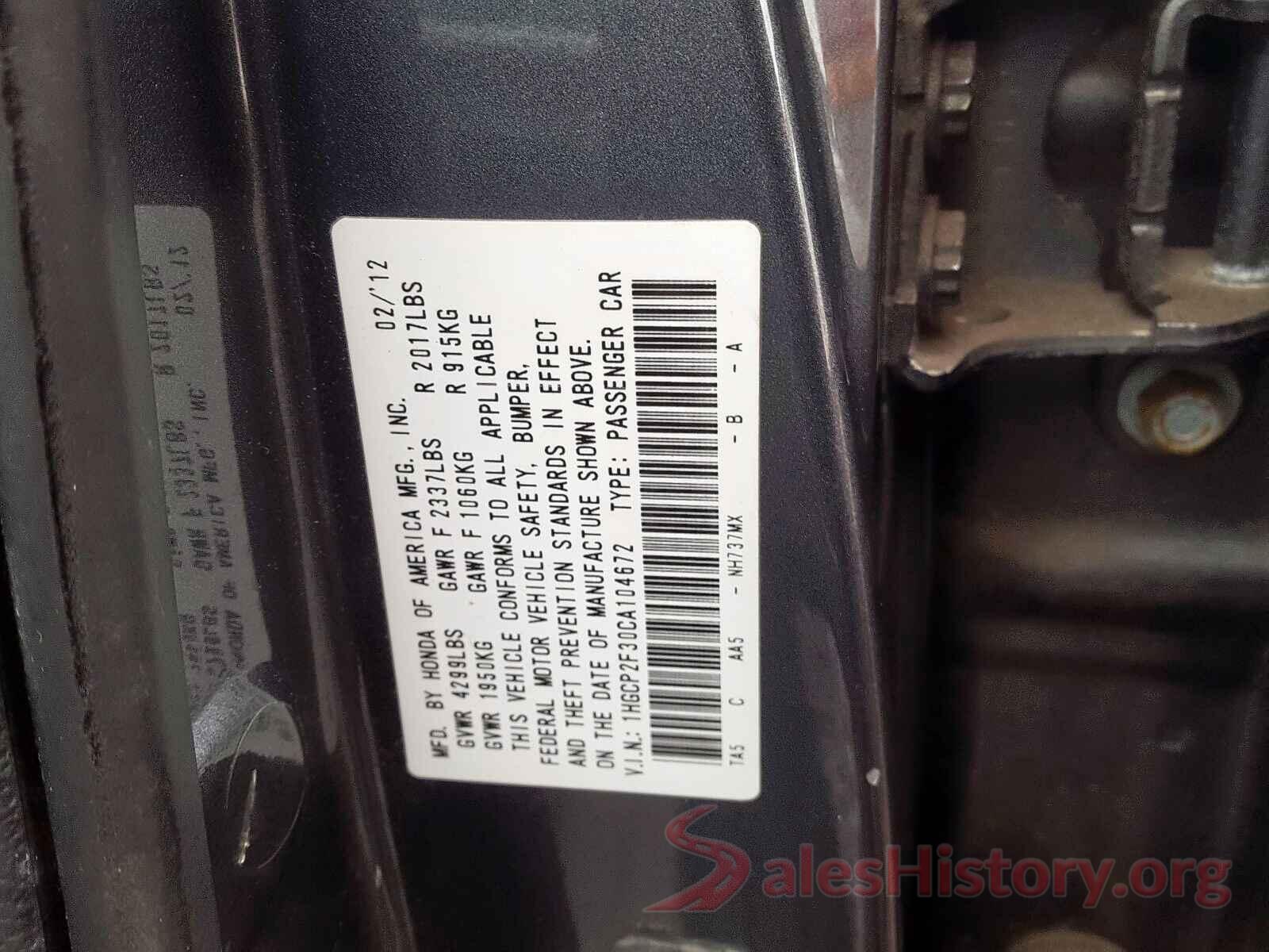 KNDJN2A28K7644342 2012 HONDA ACCORD