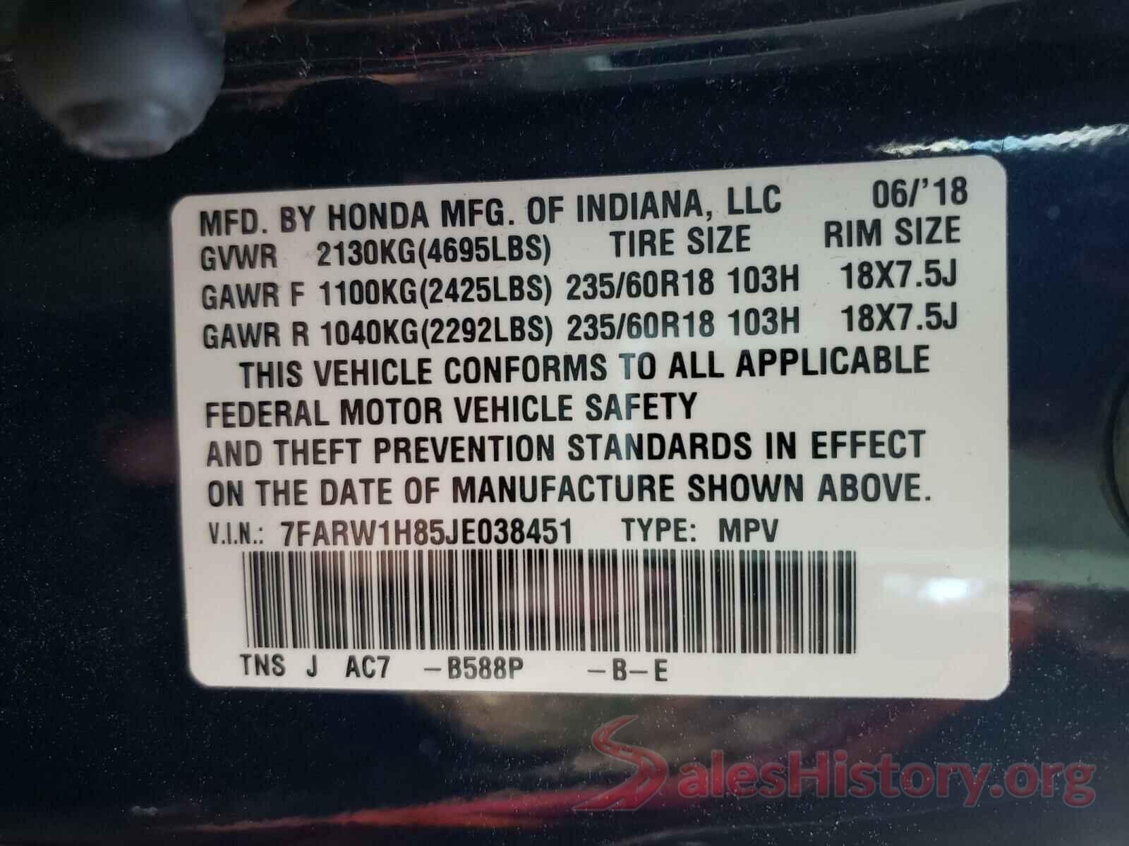 5N1AZ2BS0LN103961 2018 HONDA CRV