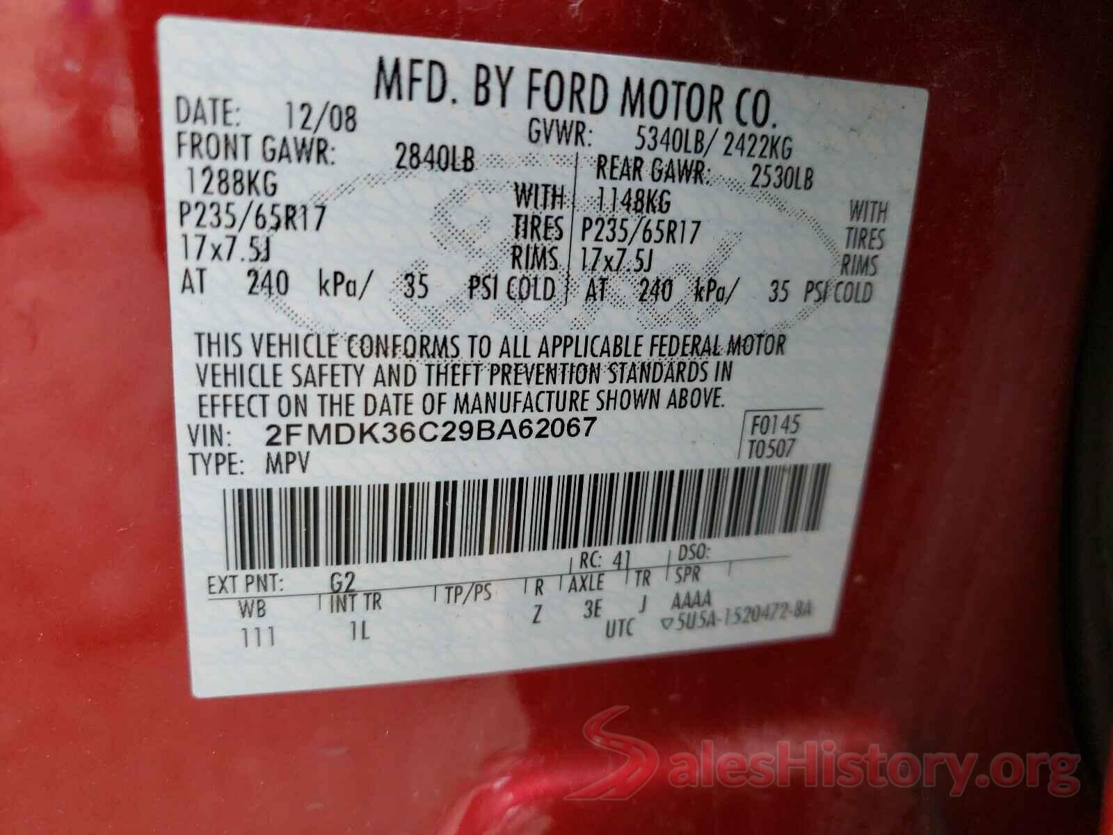 WVGBV7AX0GW592579 2009 FORD EDGE