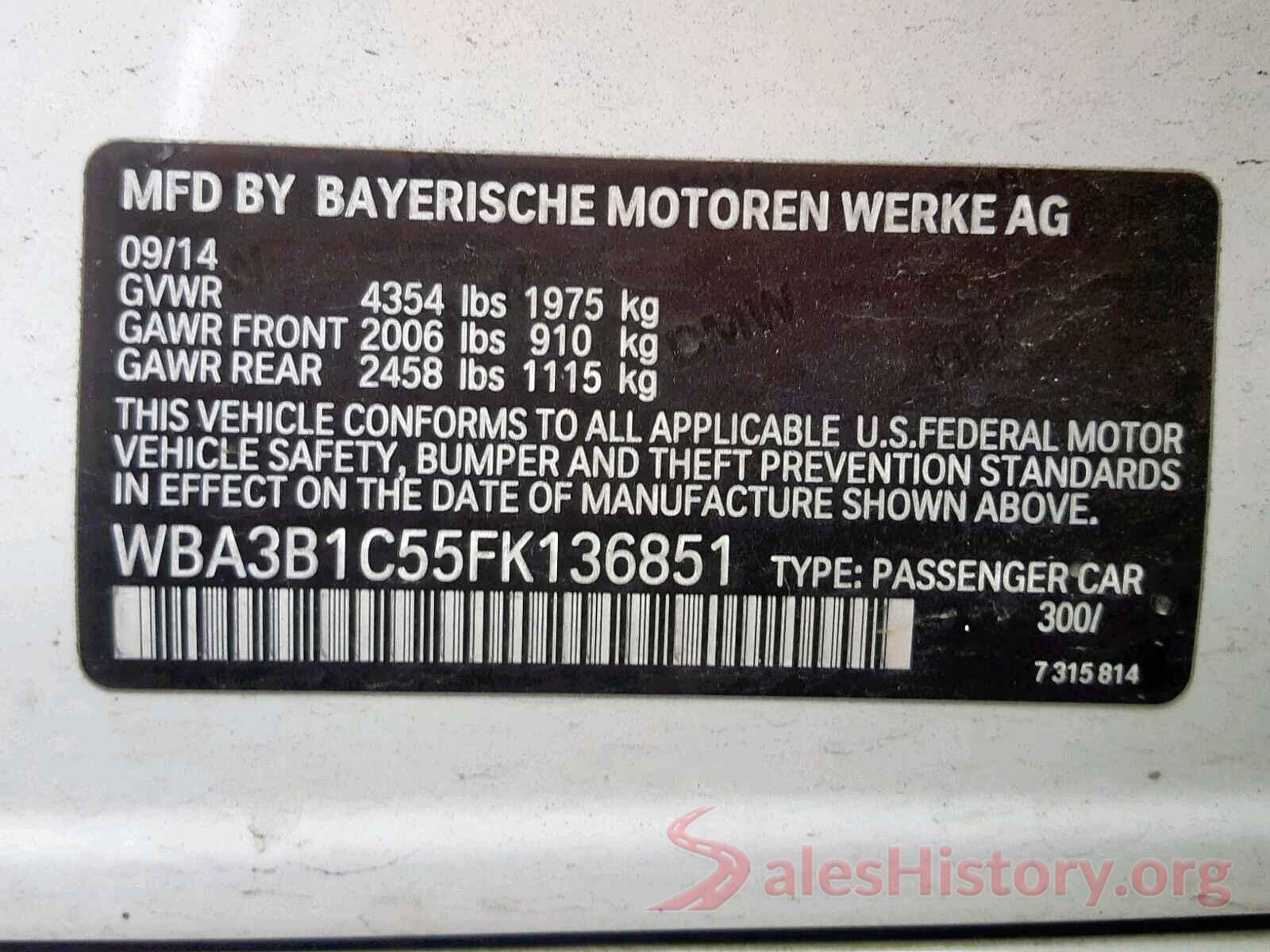 WBS4Y9C52JAC86284 2015 BMW 3 SERIES