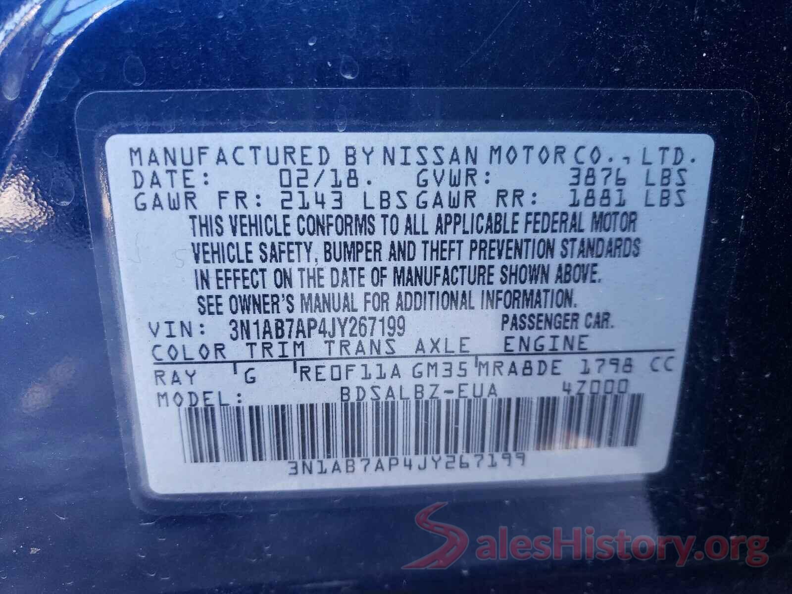 3N1AB7AP4JY267199 2018 NISSAN SENTRA