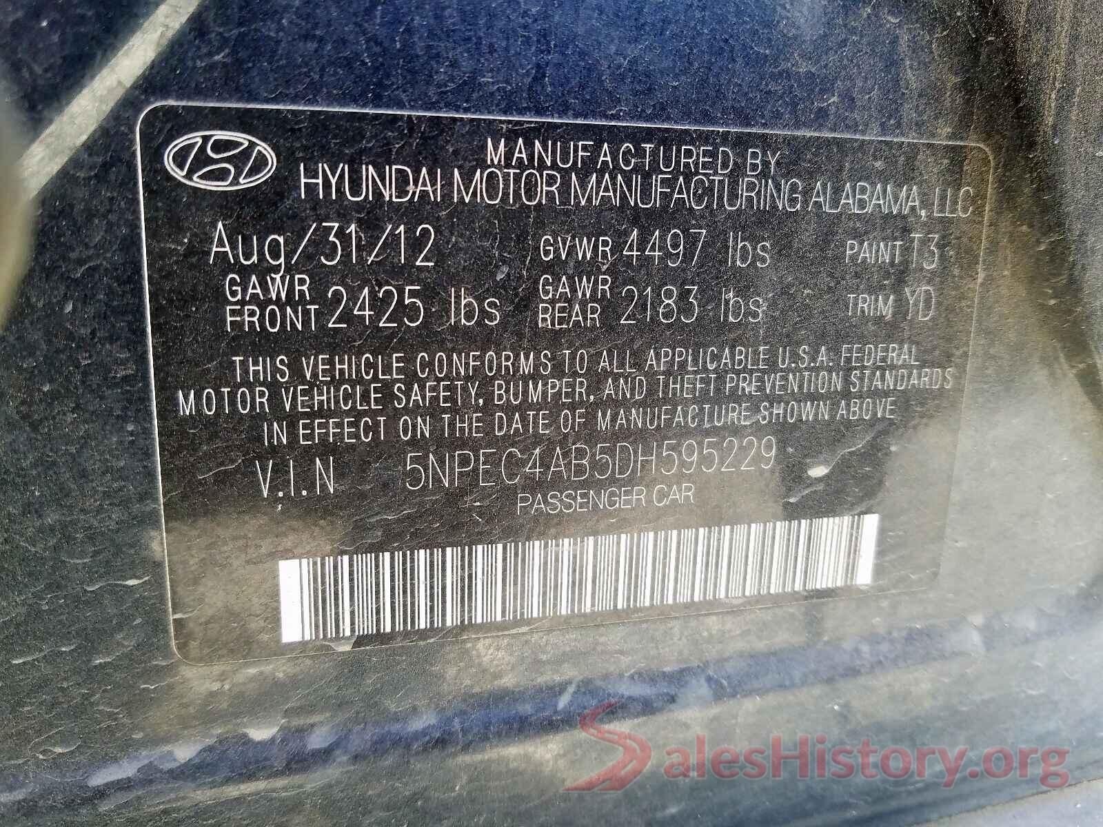 5YJSA1E4XGF128670 2013 HYUNDAI SONATA