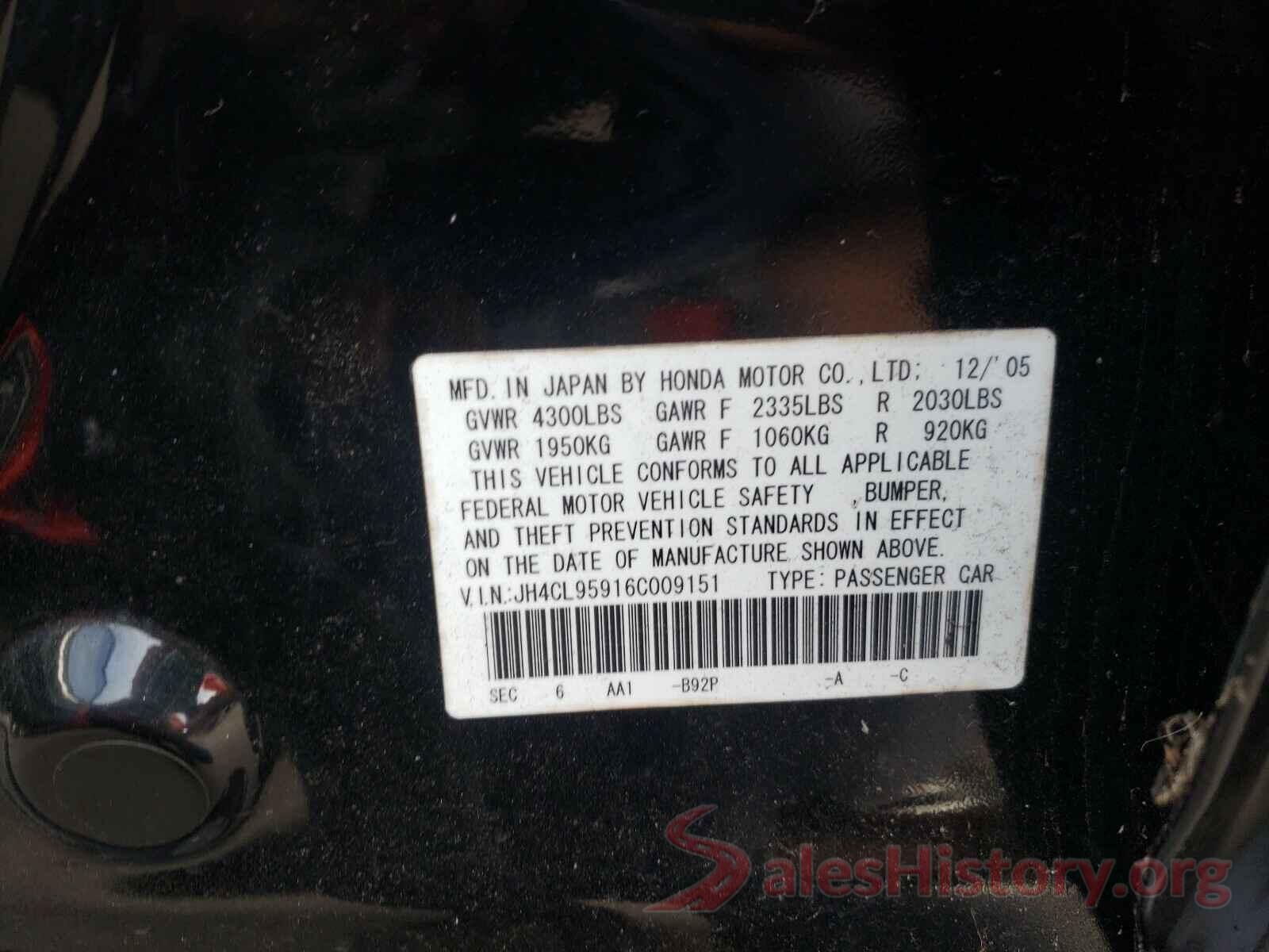 2C3CDZAG0HH658754 2006 ACURA TSX