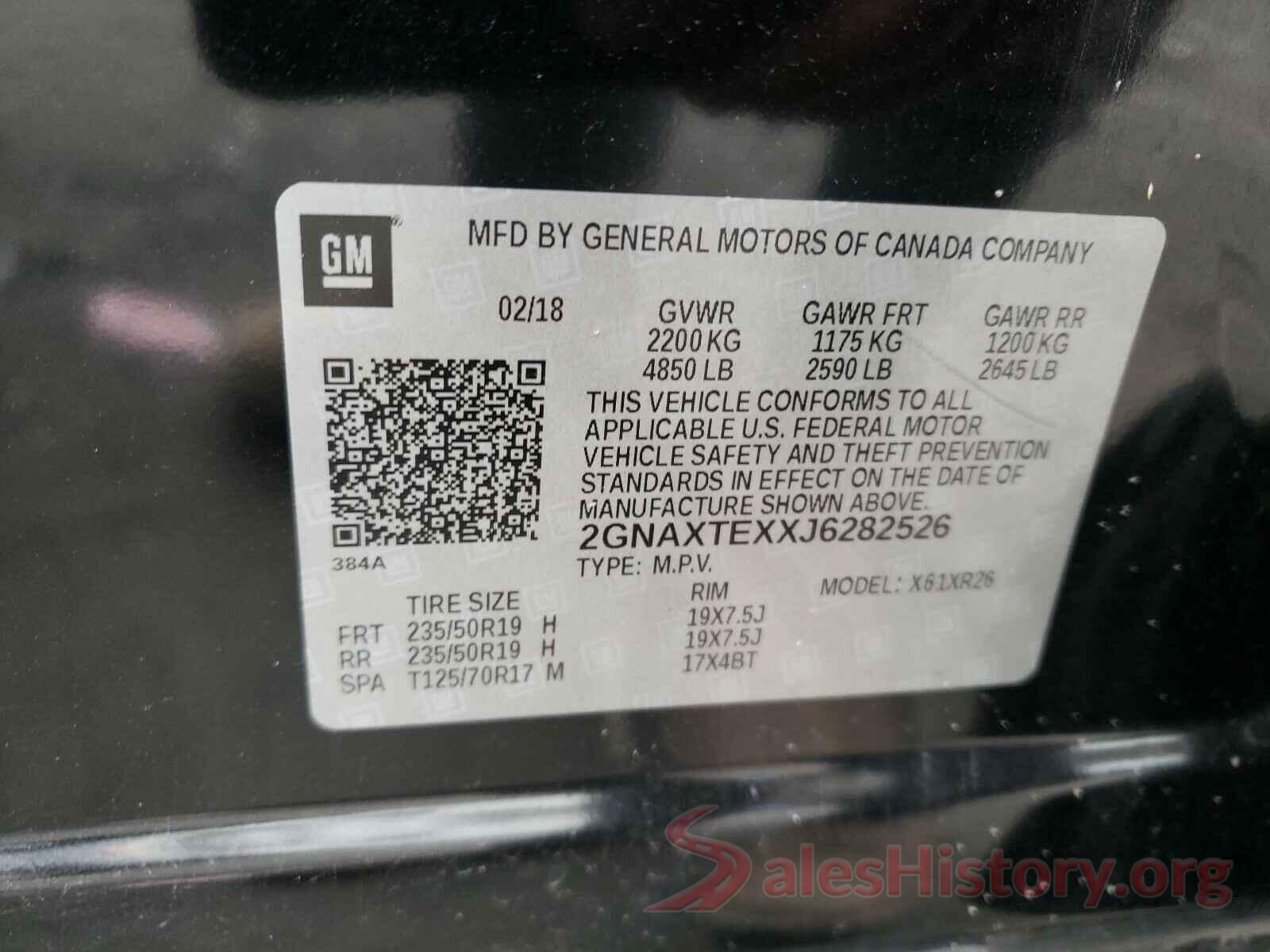 2GNAXTEXXJ6282526 2018 CHEVROLET EQUINOX