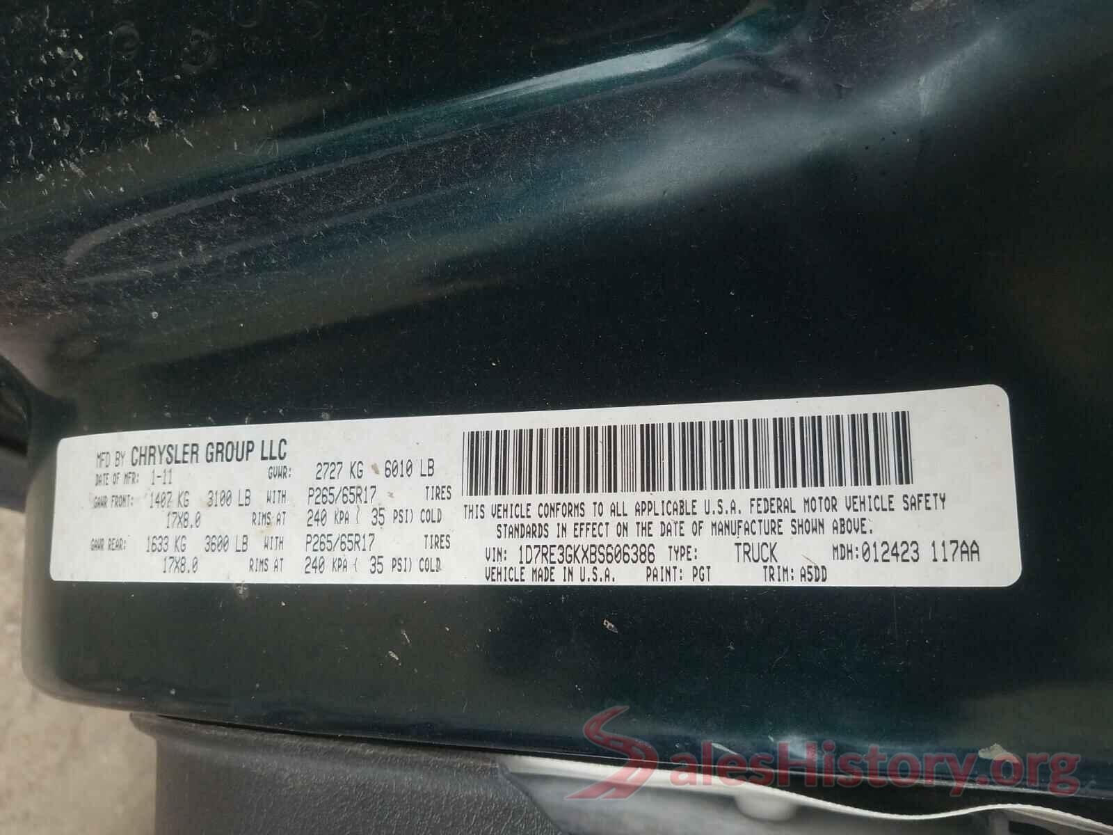 19XFC2F52JE204873 2011 DODGE DAKOTA