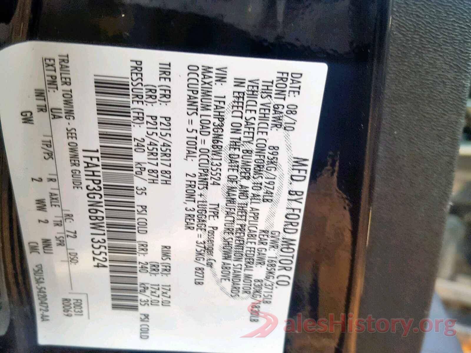 5FNYF6H54GB056569 2011 FORD FOCUS