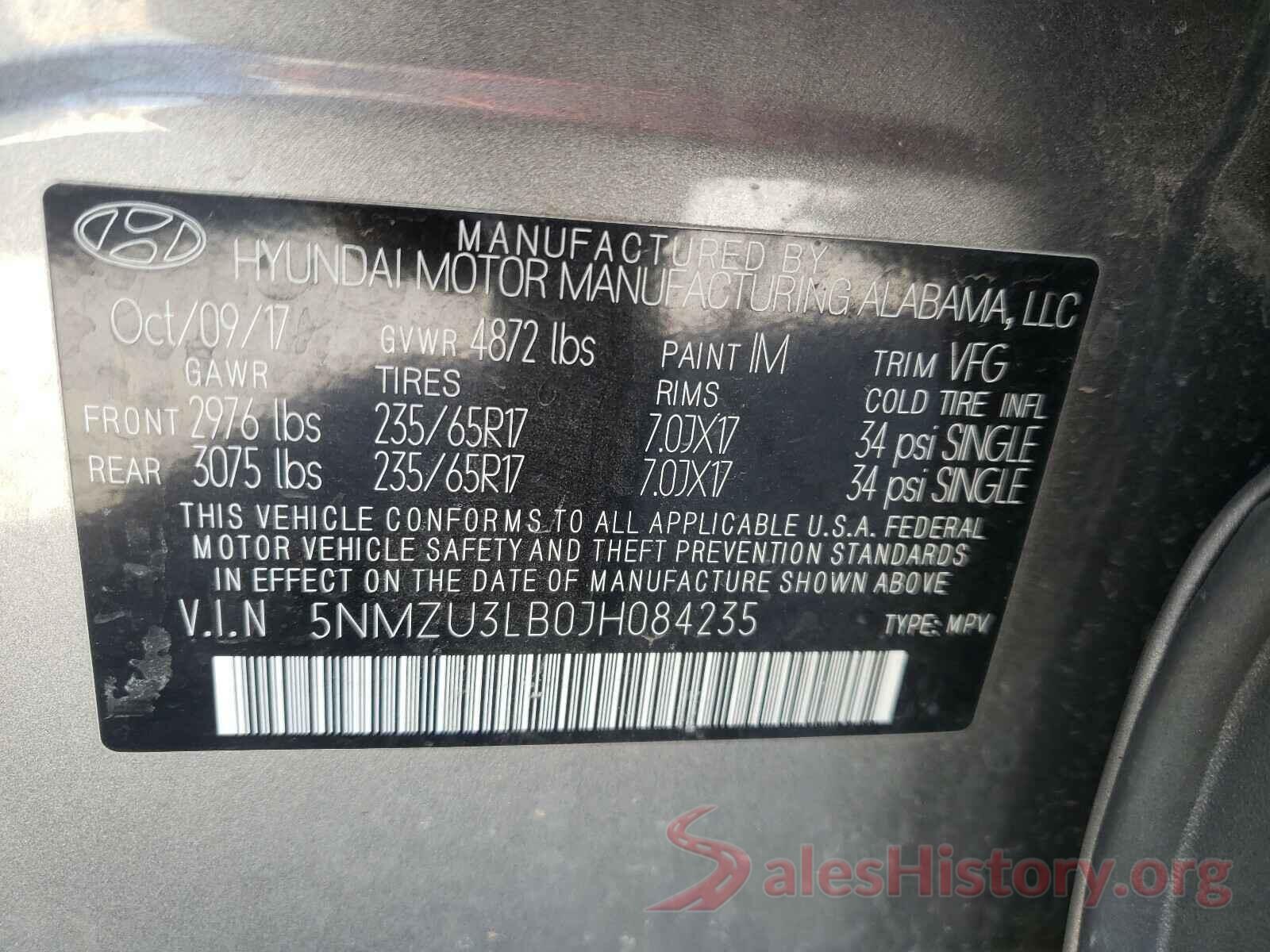 5NMZU3LB0JH084235 2018 HYUNDAI SANTA FE