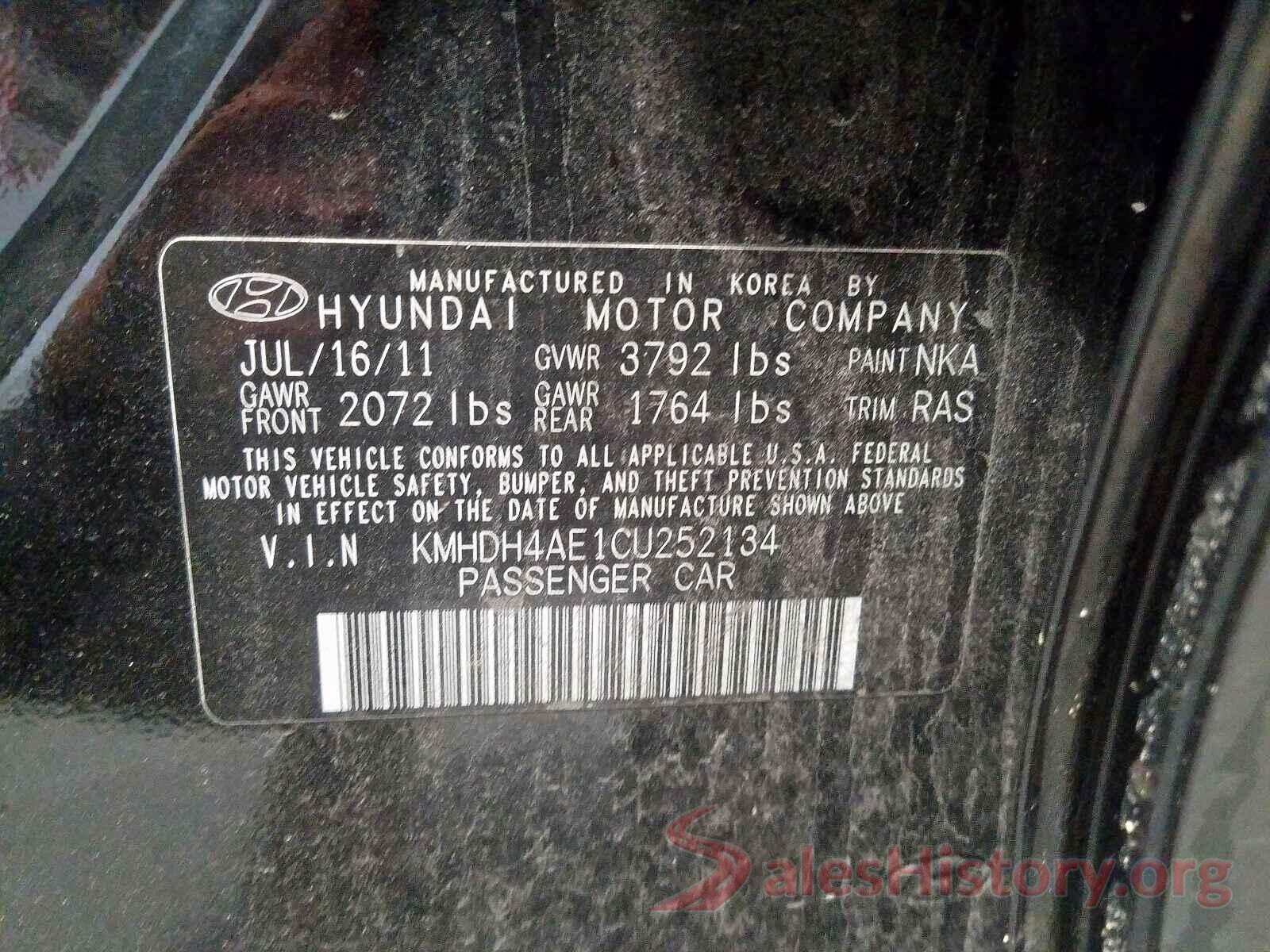 KNMAT2MV0JP509561 2012 HYUNDAI ELANTRA