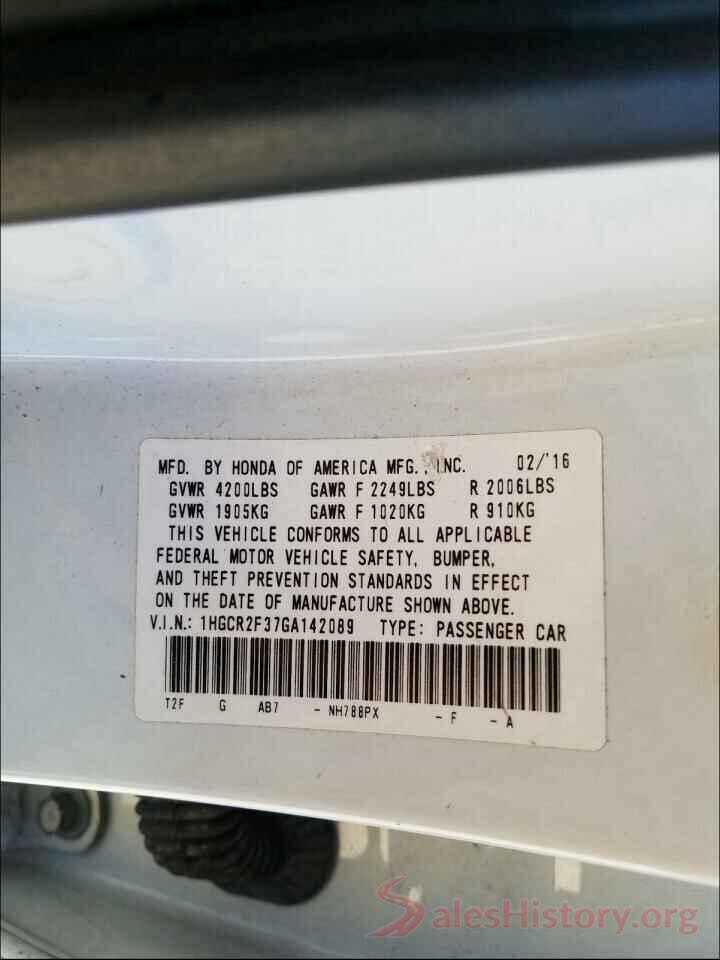 1HGCR2F37GA142089 2016 HONDA ACCORD