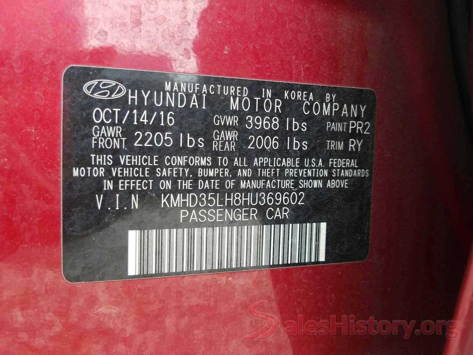 KMHD35LH8HU369602 2017 HYUNDAI ELANTRA