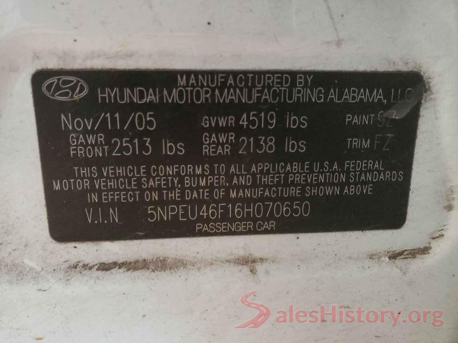 KNDJN2A24G7318626 2006 HYUNDAI SONATA