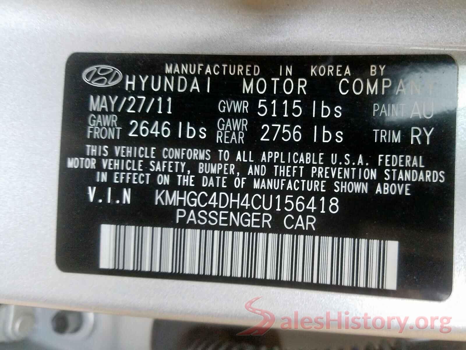 5XYPG4A5XJG393707 2012 HYUNDAI GENESIS