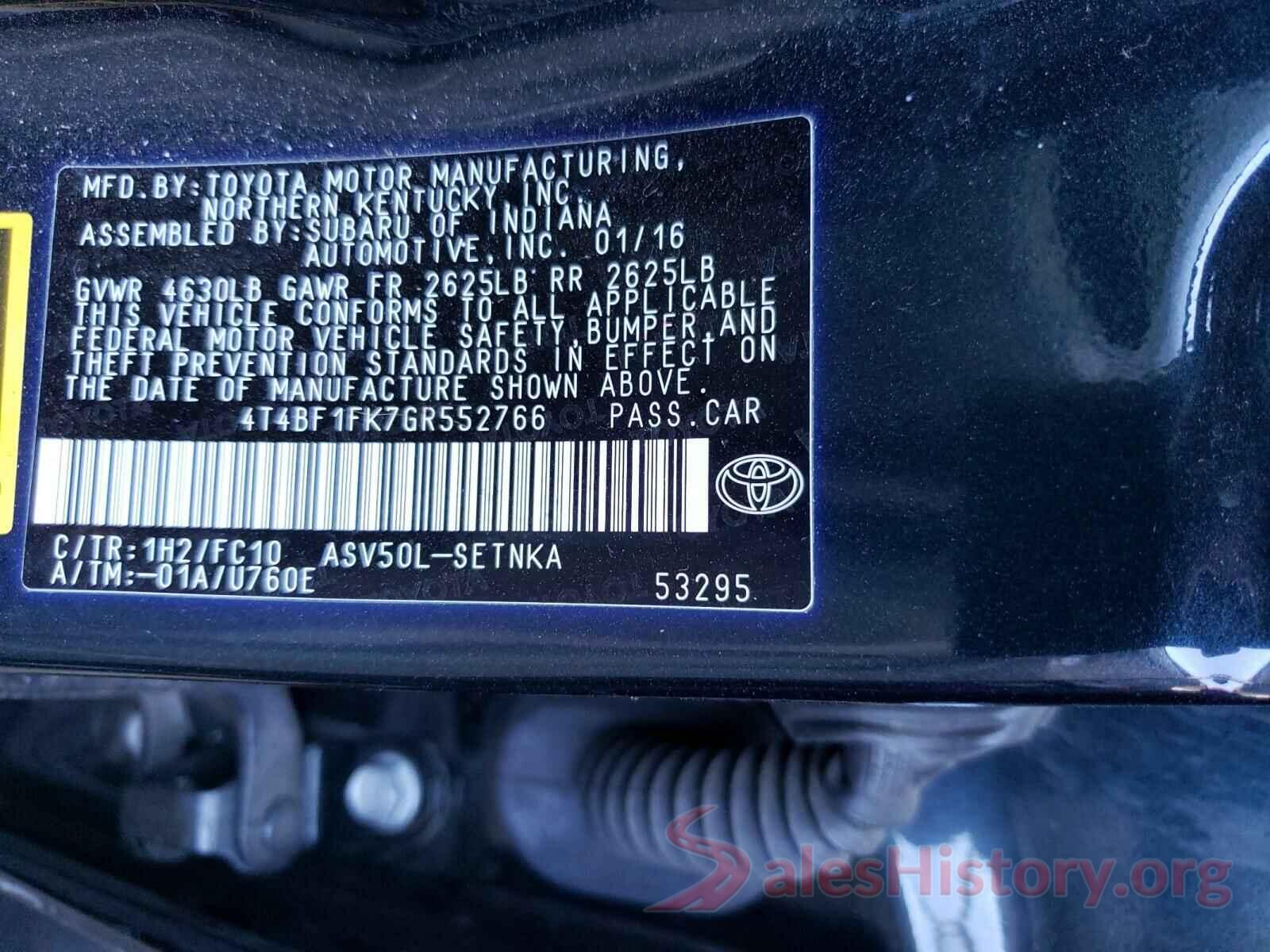 4T4BF1FK7GR552766 2016 TOYOTA CAMRY