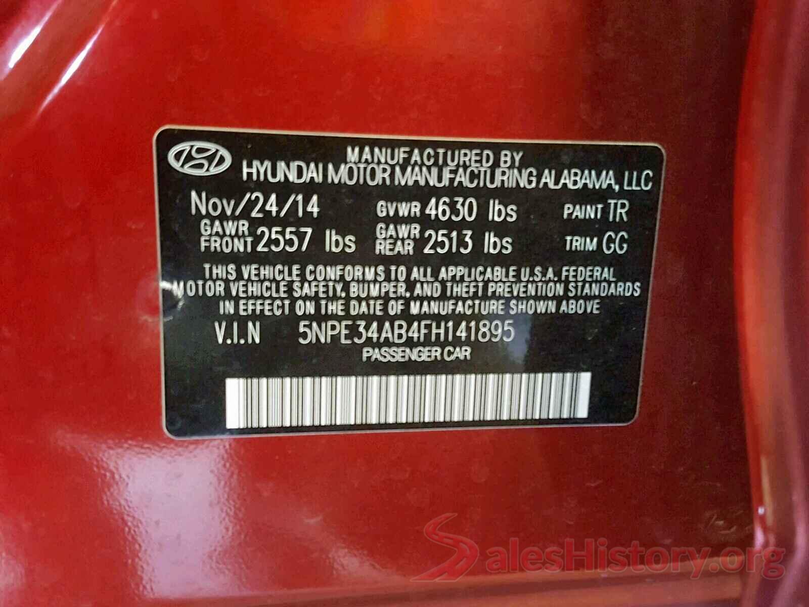 KNAFX4A68G5468813 2015 HYUNDAI SONATA