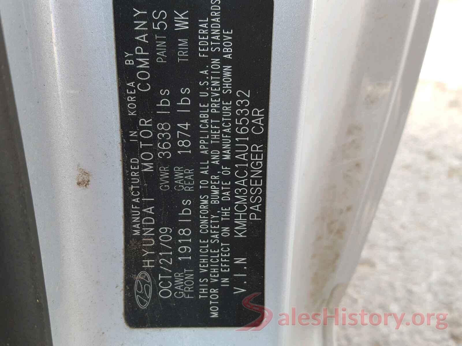 1N4AA6AP6HC435444 2010 HYUNDAI ACCENT