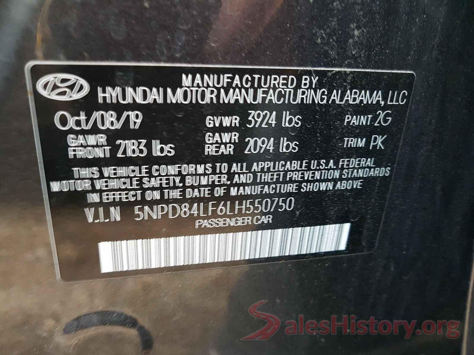 5NPD84LF6LH550750 2020 HYUNDAI ELANTRA