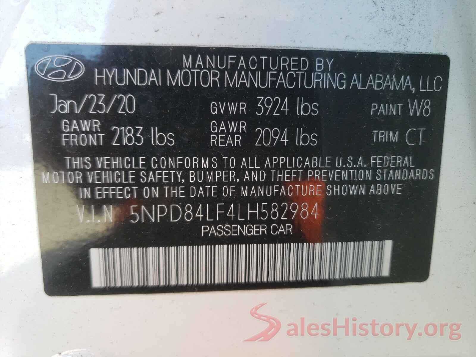 5NPD84LF4LH582984 2020 HYUNDAI ELANTRA