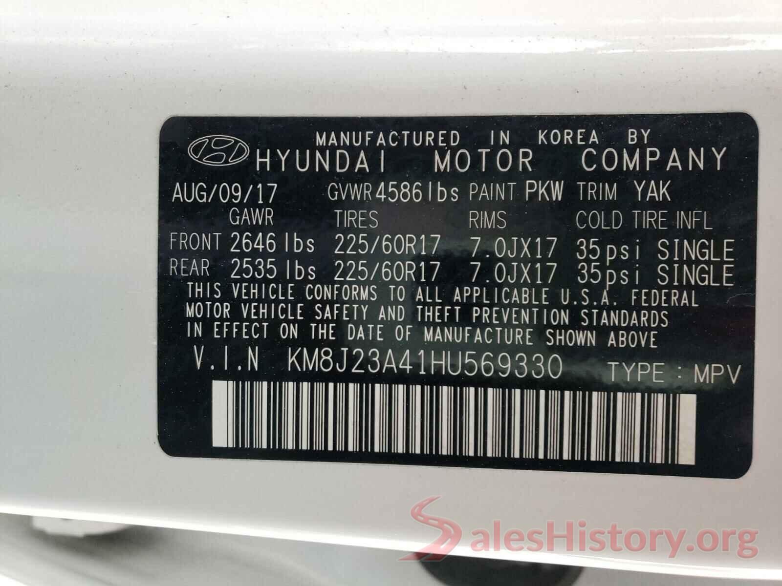 KM8J23A41HU569330 2017 HYUNDAI TUCSON