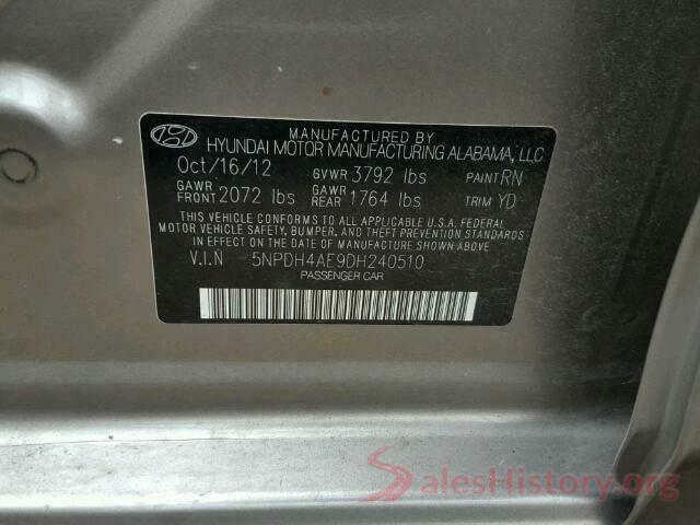 4T3R6RFV0MU014561 2013 HYUNDAI ELANTRA