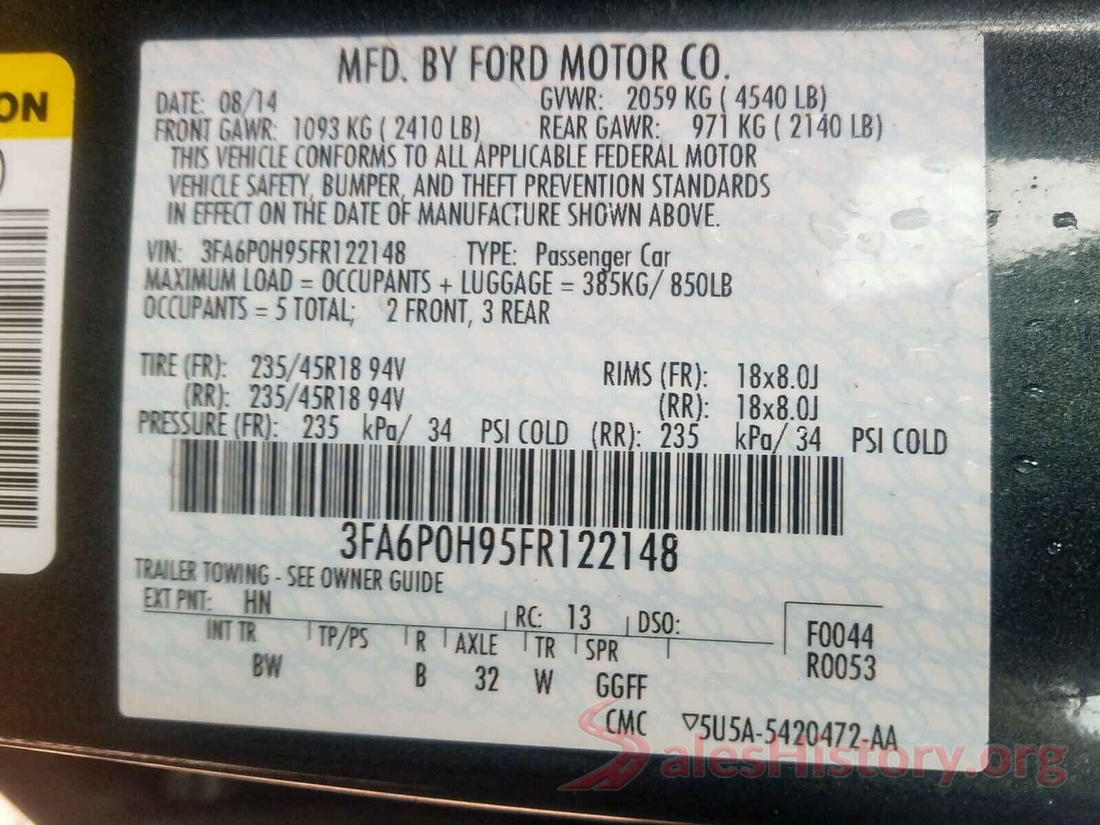 1N4AL3AP9HC287881 2015 FORD FUSION