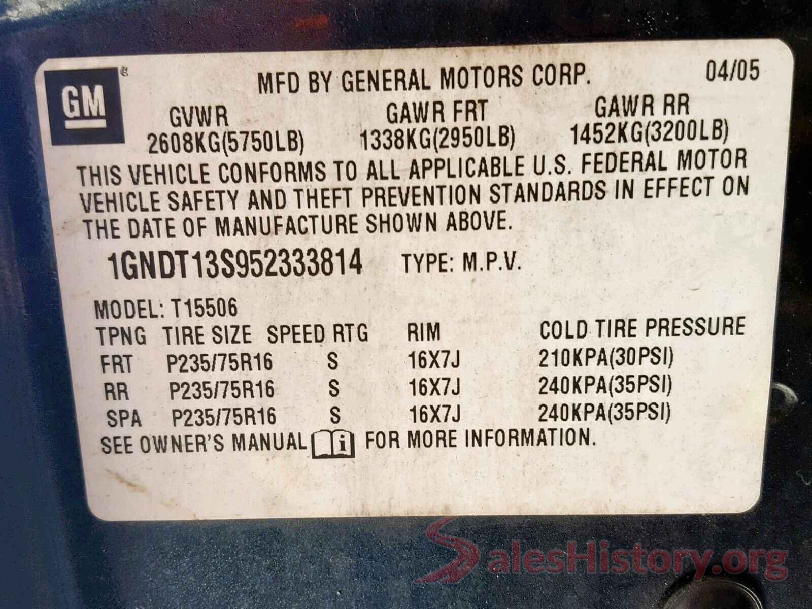 JM1BPADL8M1319967 2005 CHEVROLET TRAILBLAZE