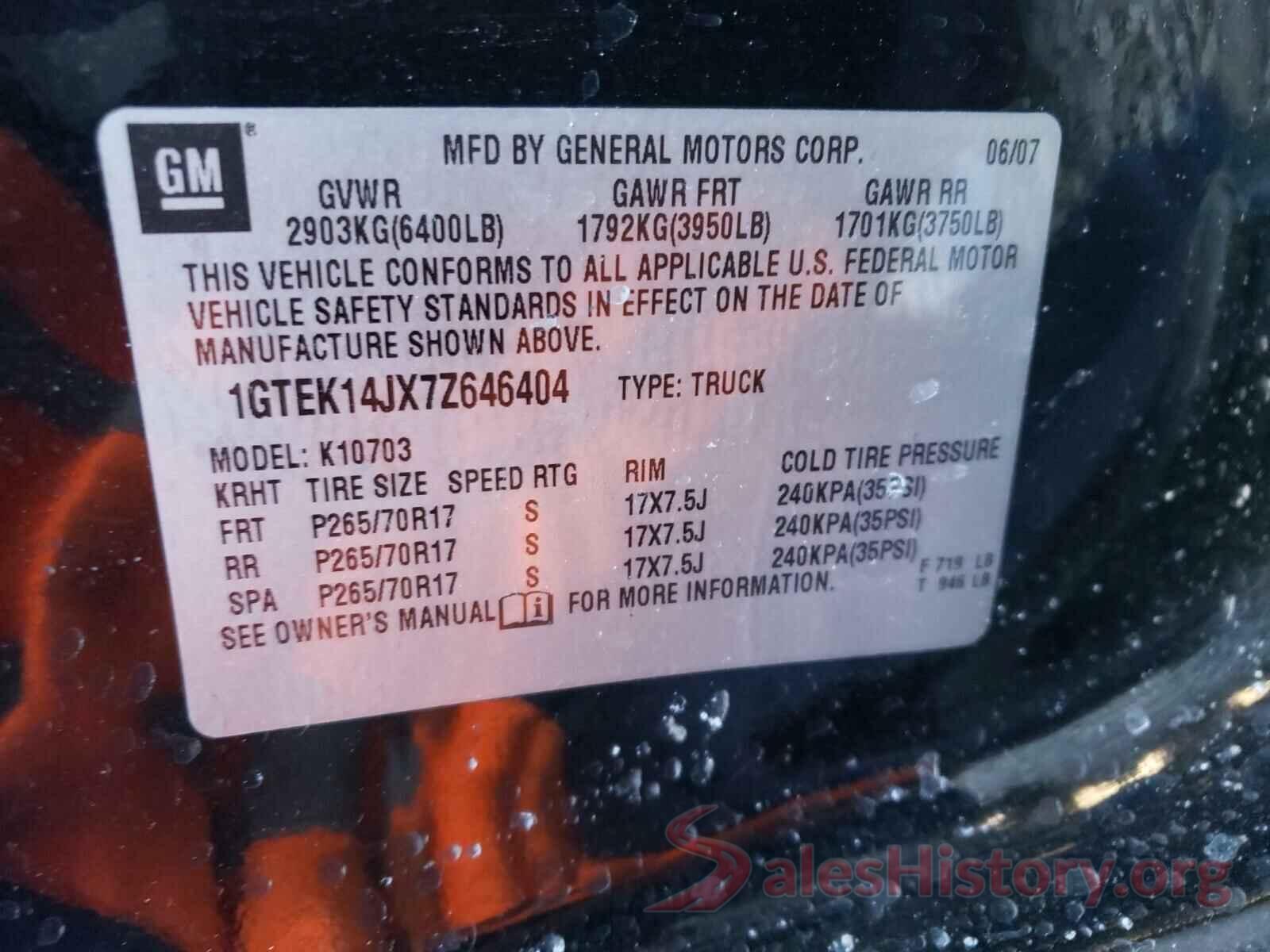 5YFBURHE7GP472410 2007 GMC SIERRA