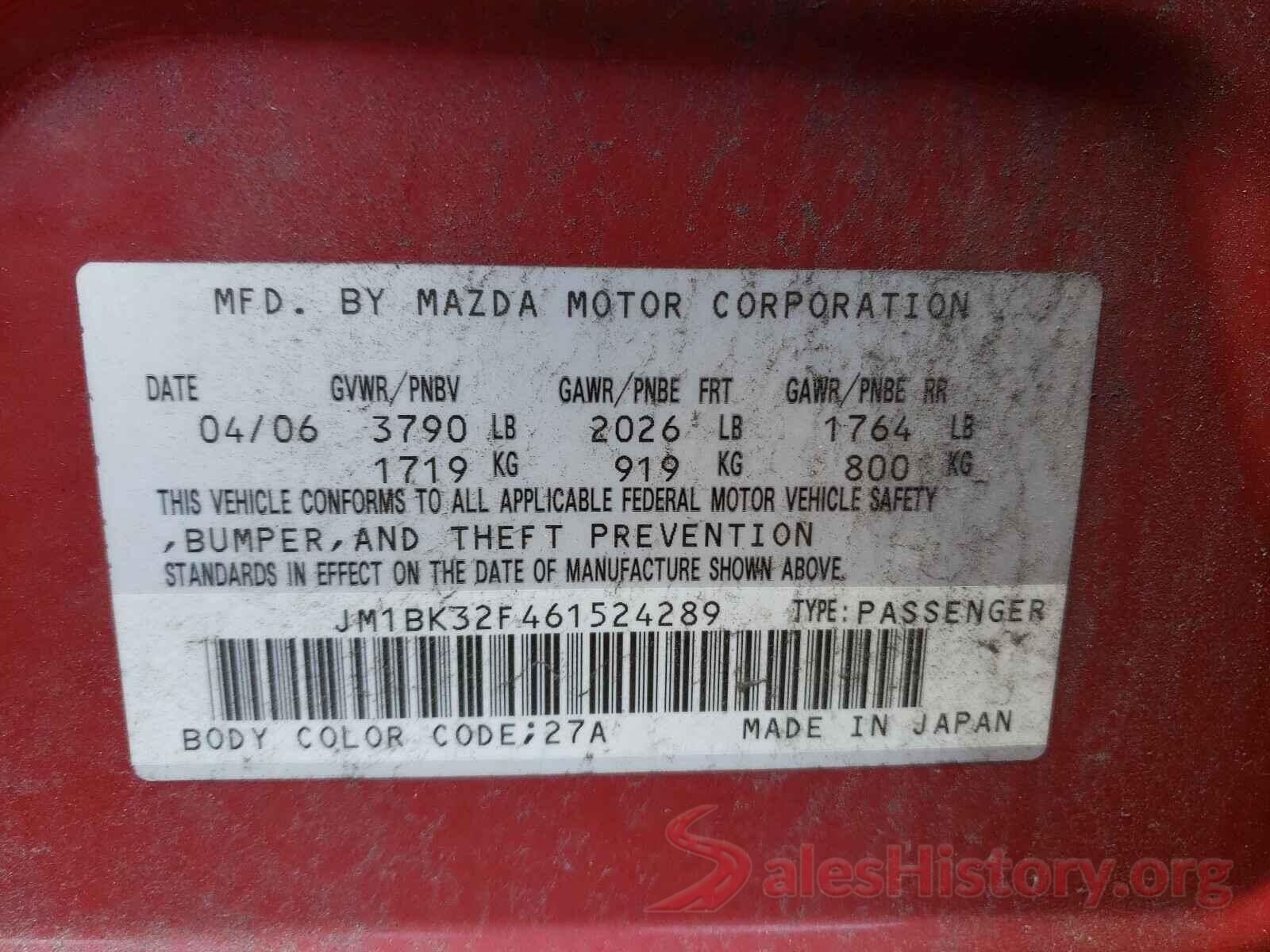 4T1BF1FK6GU181738 2006 MAZDA 3